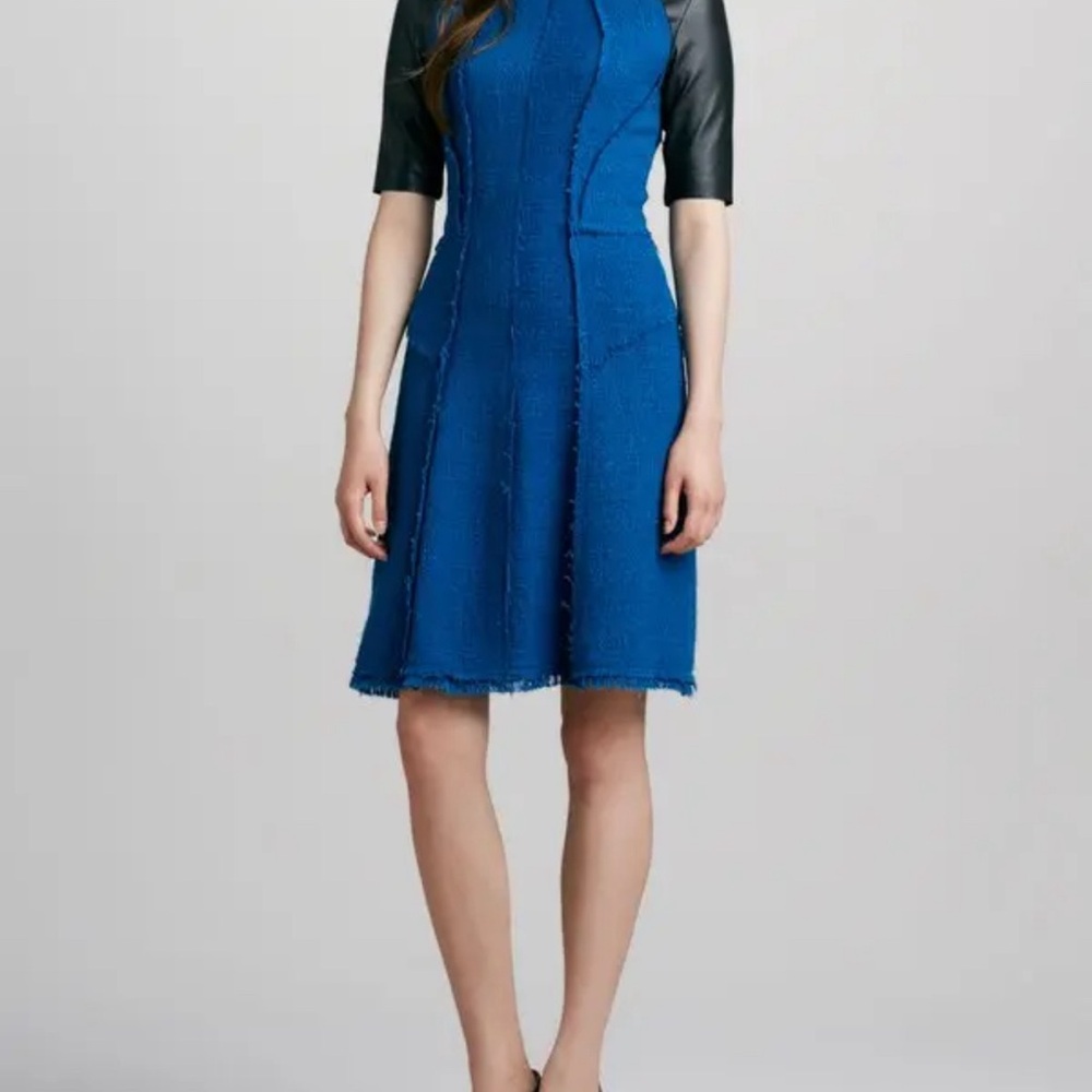 Rebecca Taylor Tweed Short Sleeve Dress Blue